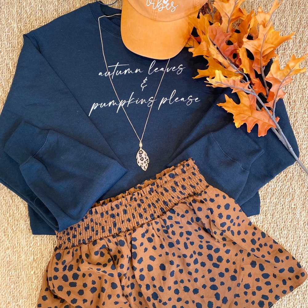 Autumn Leaves & Pumpkin Please Sweatshirt - Picture 2 of 4